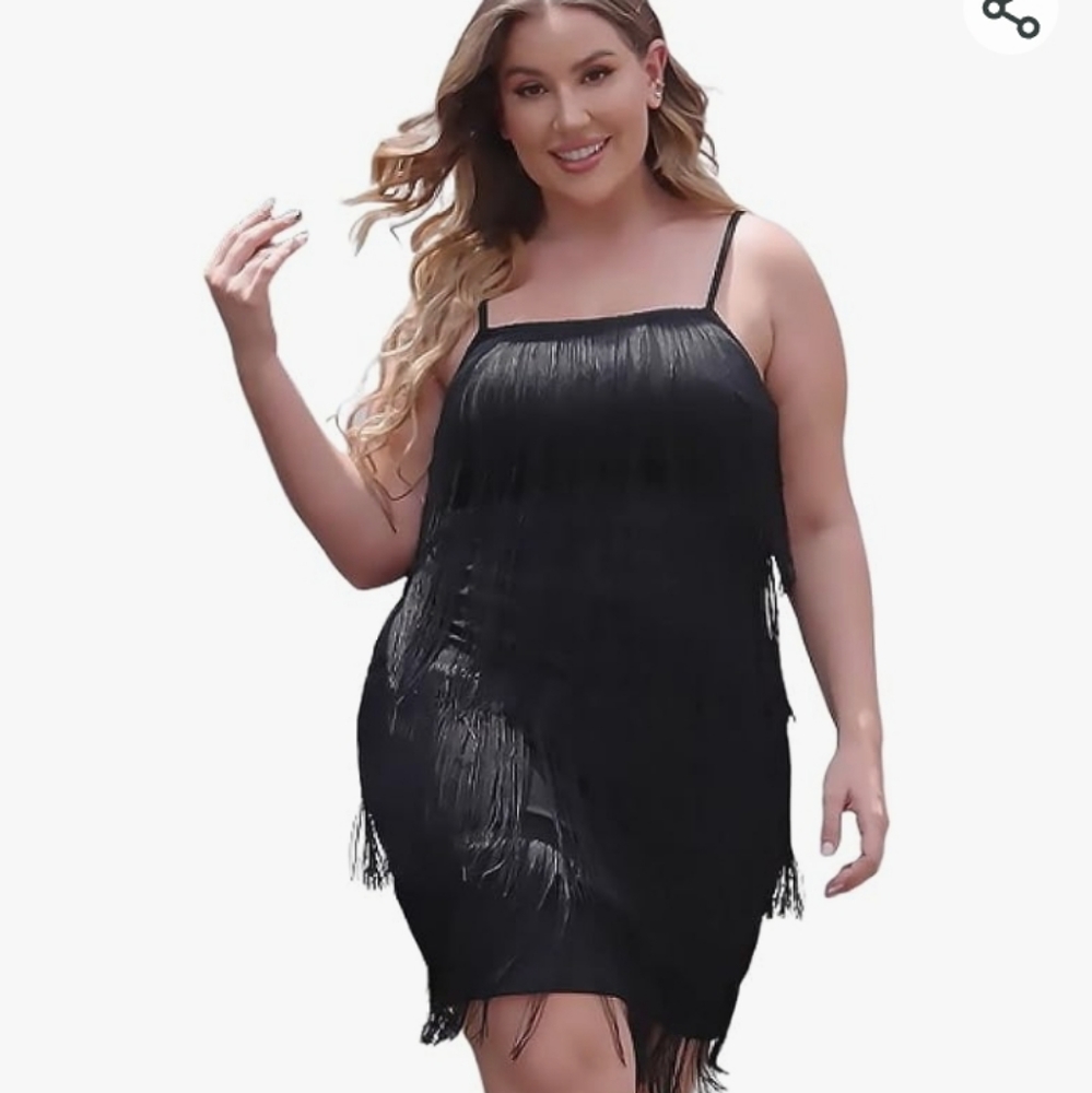 Milumia Women Plus Size Fringe Cocktail Sexy Party Bodycon Dress